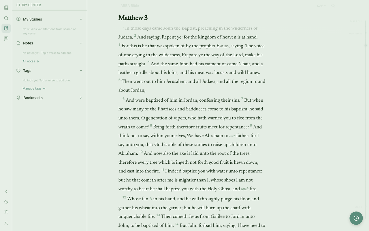ABBA Study Center — My Studies, Notes, Tags, Bookmarks